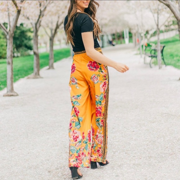 Jealous Tomato Floral Print Wide Leg Pants - Picture 14 of 17